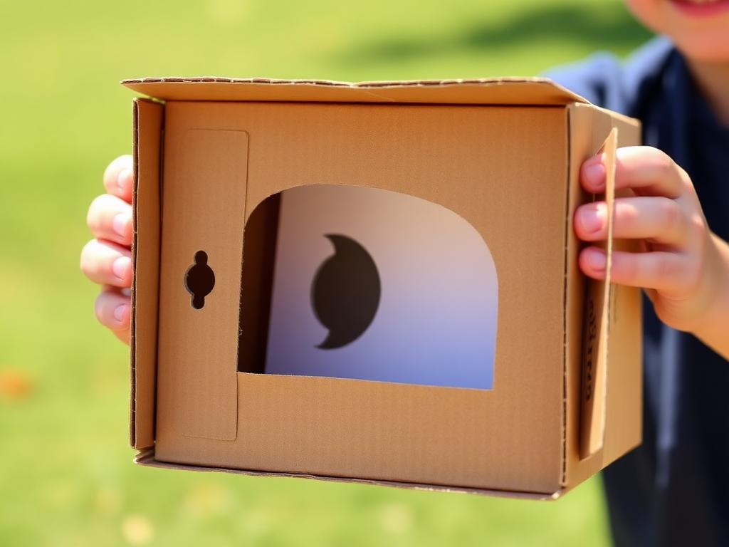 Illustration of a shoebox turned into a pinhole eclipse projector