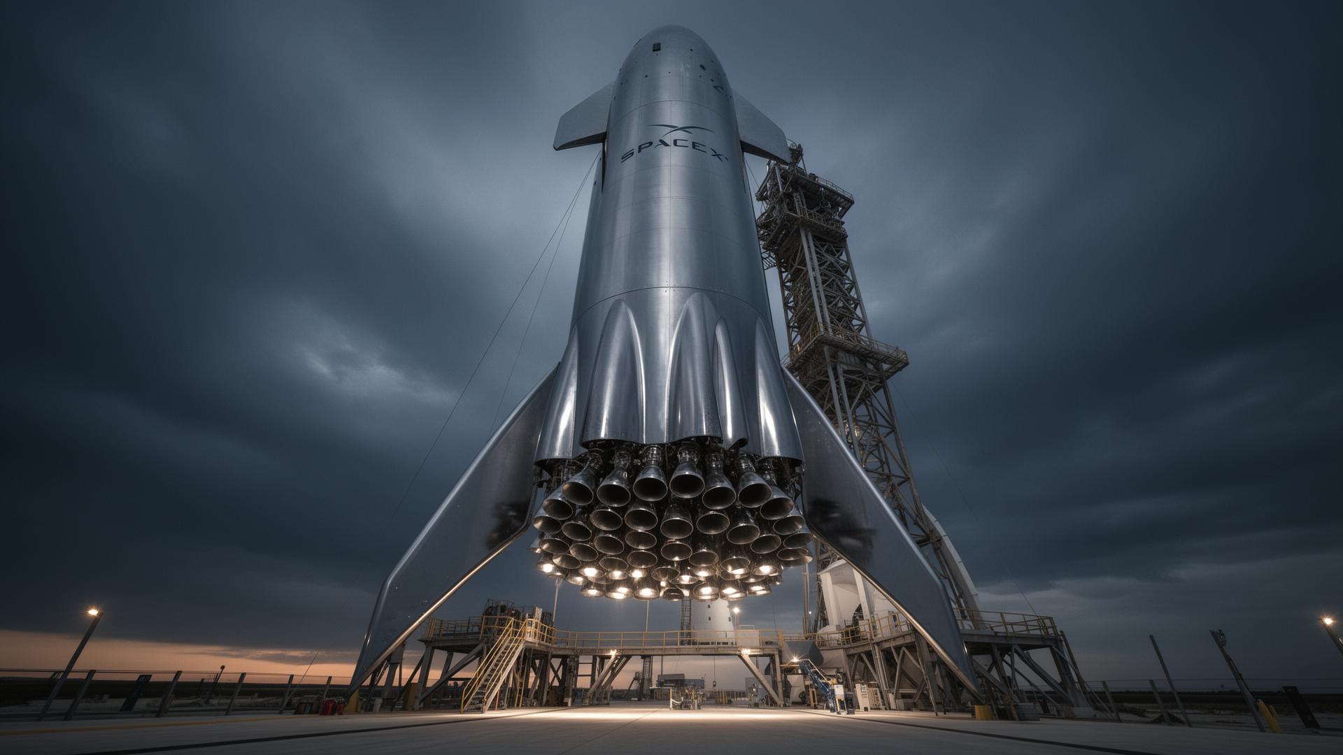 SpaceX Starship on launch pad